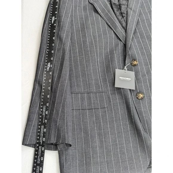 Indochino Bespoke NWT Gray Pinstripe Blazer Sport Coat‎ Two Button 100% Wool 42R